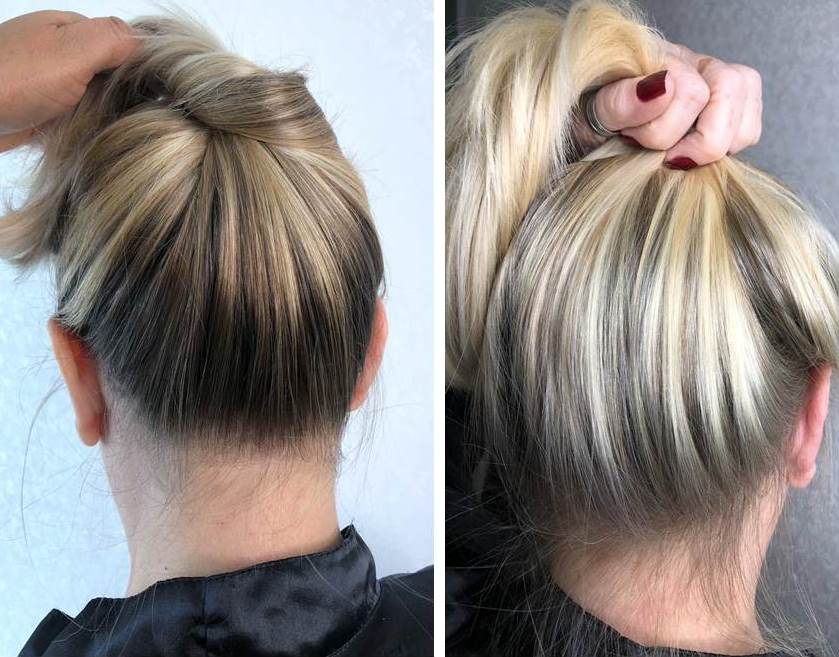 Retoque de luzes nuca antes e depois