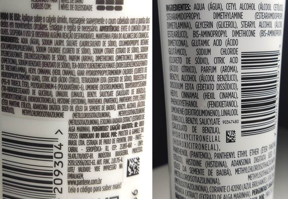 composição Shampoo e Condicionador Pantene Equilíbrio Raiz e Pontas.