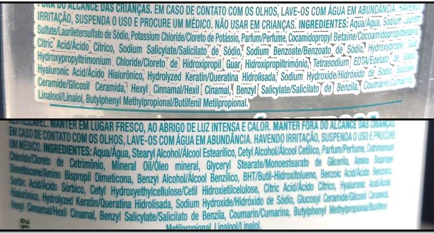 composição Palmolive Hydrate Acido Hialurônico Shampoo e Condicionador.