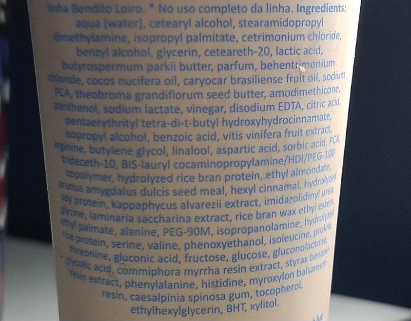 composição Proteína Capilar Bendito Loiro Haskell.