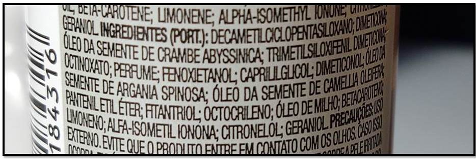 composição Óleo Argan e Camélia Avon