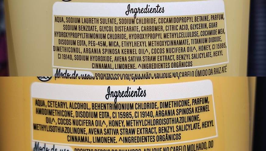 COMPOSIÇÃO Shampoo e Condicionador Seda Mel e Aveia Força Anti-quebra.