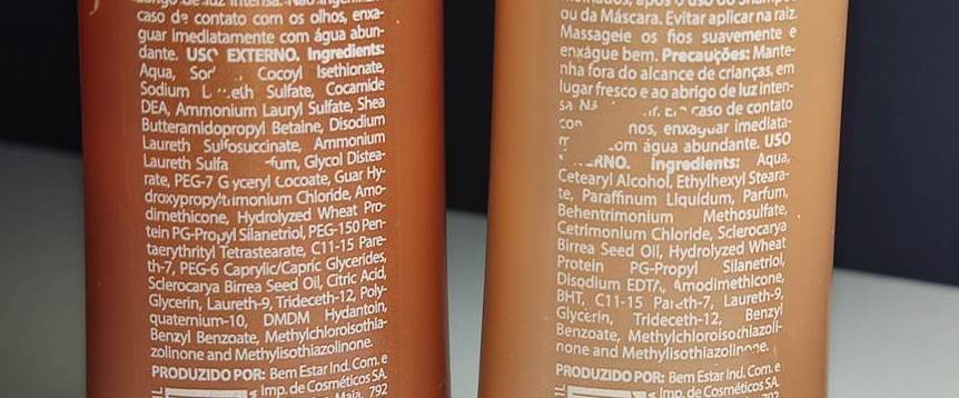 composição Amend Marula Shampoo e Condicionador.