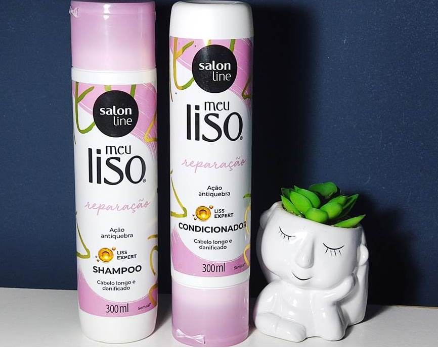 RESENHA Shampoo e Condicionador Meu Liso Reparação Salon Line.