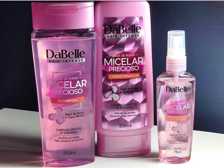 resenha Shampoo, condicionador e Spray perfumado Dabelle Micelar Precioso.