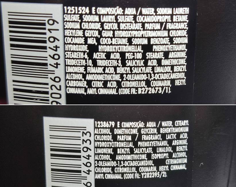 COMPOSIÇÃO Shampoo e Condicionador Elseve Arginine Resist.