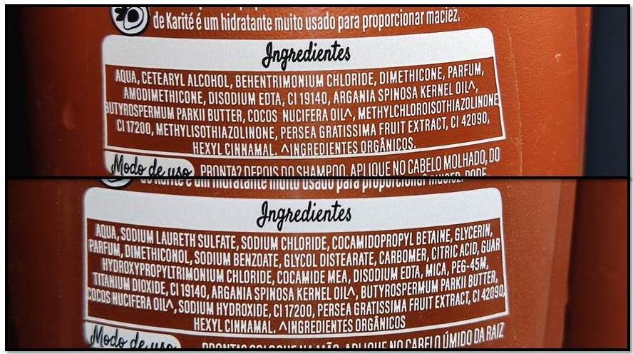 composição Shampoo e Condicionador Seda Abacate e karité.