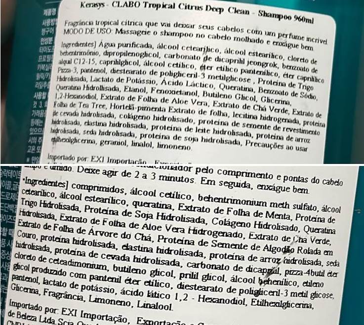 COMPOSIÇÃO Shampoo Condicionador Clabo Tropical Citrus.