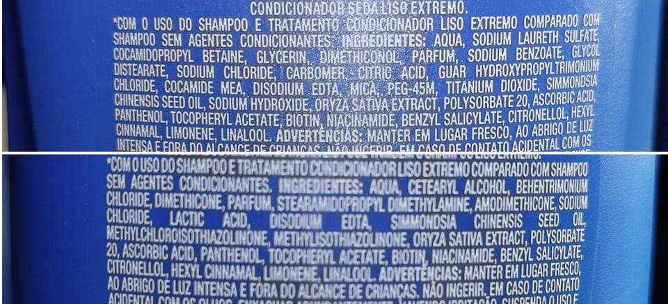 composição Seda Liso Extremo.