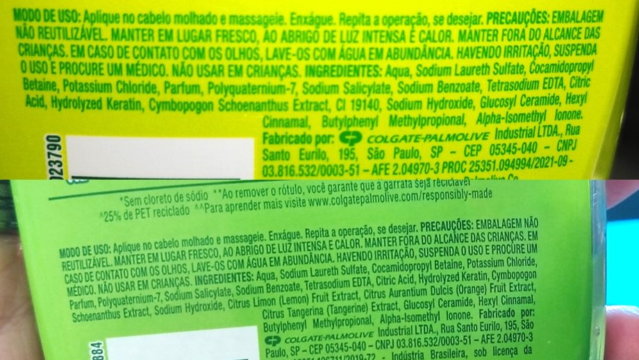 composição Shampoo e Condicionador Palmolive Neutro Limpeza Balanceada. 